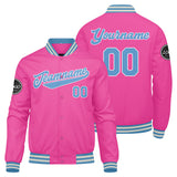 Custom Varsity Jacket Letterman jacket for Men, Women and Youth Pink Light Blue