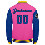 Custom Varsity Jacket Letterman jacket for Men, Women and Youth Pink Royal Yellow