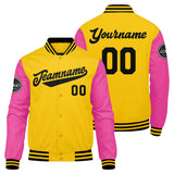 Custom Varsity Jacket Letterman jacket for Men, Women and Youth Yellow Pink Black