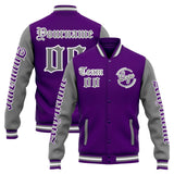 Custom Varsity Jacket Letterman jacket for Men, Women and Youth Orange Purple Grey