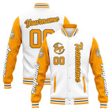 Custom Varsity Jacket Letterman jacket for Men, Women and Youth White Yellow