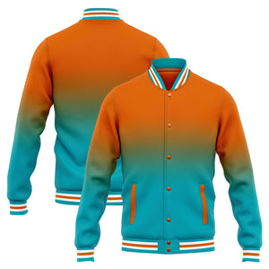 Custom Varsity Jacket Letterman jacket for Men, Women and Youth Orange Teal Gradient