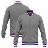 Custom Varsity Jacket Letterman jacket for Men, Women and Youth Grey Purple