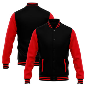 Custom Varsity Jacket Letterman jacket for Men, Women and Youth Black Red