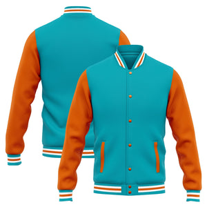 Custom Varsity Jacket Letterman jacket for Men, Women and Youth Teal Orange