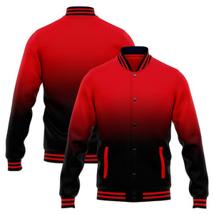 Custom Varsity Jacket Letterman jacket for Men, Women and Youth Red Black Gradient