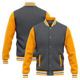 Custom Varsity Jacket Letterman jacket for Men, Women and Youth Grey Yellow