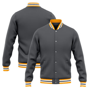 Custom Varsity Jacket Letterman jacket for Men, Women and Youth Grey Yellow