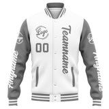 Custom Varsity Jacket Letterman jacket for Men, Women and Youth White Grey