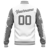 Custom Varsity Jacket Letterman jacket for Men, Women and Youth White Grey