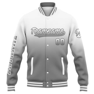 Custom Varsity Jacket Letterman jacket for Men, Women and Youth White Grey Gradient