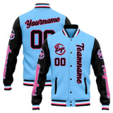 Custom Varsity Jacket Letterman jacket for Men, Women and Youth Light Blue Black