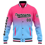 Custom Varsity Jacket Letterman jacket for Men, Women and Youth Pink Light Blue Gradient