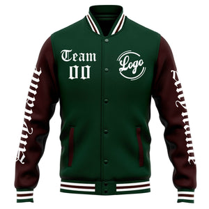 Custom Varsity Jacket Letterman jacket for Men, Women and Youth Green Brown