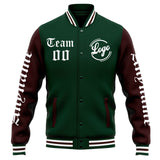 Custom Varsity Jacket Letterman jacket for Men, Women and Youth Green Brown