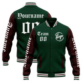 Custom Varsity Jacket Letterman jacket for Men, Women and Youth Green Brown