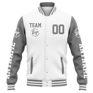 Custom Varsity Jacket Letterman jacket for Men, Women and Youth White Grey