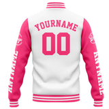 Custom Varsity Jacket Letterman jacket for Men, Women and Youth White Pink