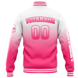 Custom Varsity Jacket Letterman jacket for Men, Women and Youth White Pink Gradient