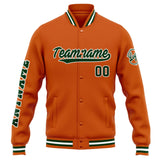 Custom Varsity Jacket Letterman jacket for Men, Women and Youth Orange Dark Green