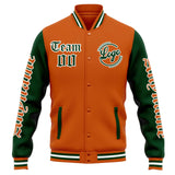 Custom Varsity Jacket Letterman jacket for Men, Women and Youth Orange Dark Green