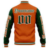 Custom Varsity Jacket Letterman jacket for Men, Women and Youth Orange Dark Green