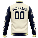 Custom Varsity Jacket Letterman jacket for Men, Women and Youth Cream Navy