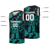 Custom basketball jersey for men and women. Stitched and printed name, number and logo Black&Teal