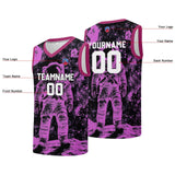 Custom basketball jersey for men and women. Stitched and printed name, number and logo Black&Pink