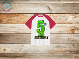 boys-t-shirt-birthday-tees-shirts-dinosaur-birthday-number-5-red-sleeve-TR-collective-front