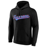 Custom Pullover Sweatshirt Hoodie Black-Light blue-Pink