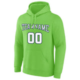 Custom Pullover Sweatshirt Hoodie Neon Green-White-Navy