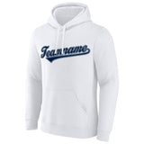 Custom Pullover Sweatshirt Hoodie White-Navy