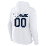 Custom Pullover Sweatshirt Hoodie White-Navy