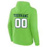 Custom Pullover Sweatshirt Hoodie Neon Green-White-Navy