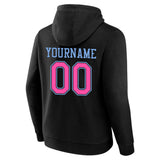 Custom Pullover Sweatshirt Hoodie Black-Light blue-Pink