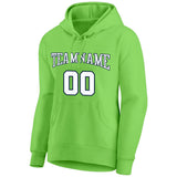 Custom Pullover Sweatshirt Hoodie Neon Green-White-Navy