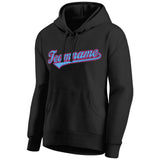 Custom Pullover Sweatshirt Hoodie Black-Light blue-Pink