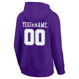 Custom Pullover Sweatshirt Hoodie Purple-White-Gray