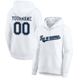 Custom Pullover Sweatshirt Hoodie White-Navy