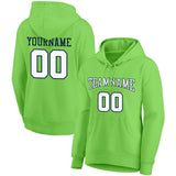 Custom Pullover Sweatshirt Hoodie Neon Green-White-Navy