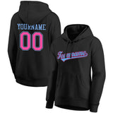 Custom Pullover Sweatshirt Hoodie Black-Light blue-Pink