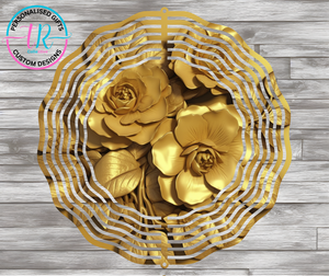 8Inch Wind Spinner - Gold Roses