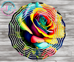 8Inch Wind Spinner - Rainbow Rose 2