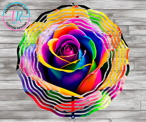 8Inch Wind Spinner - Rainbow Rose