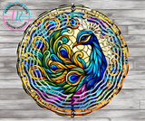 8Inch Wind Spinner - Stain Glass Peacock